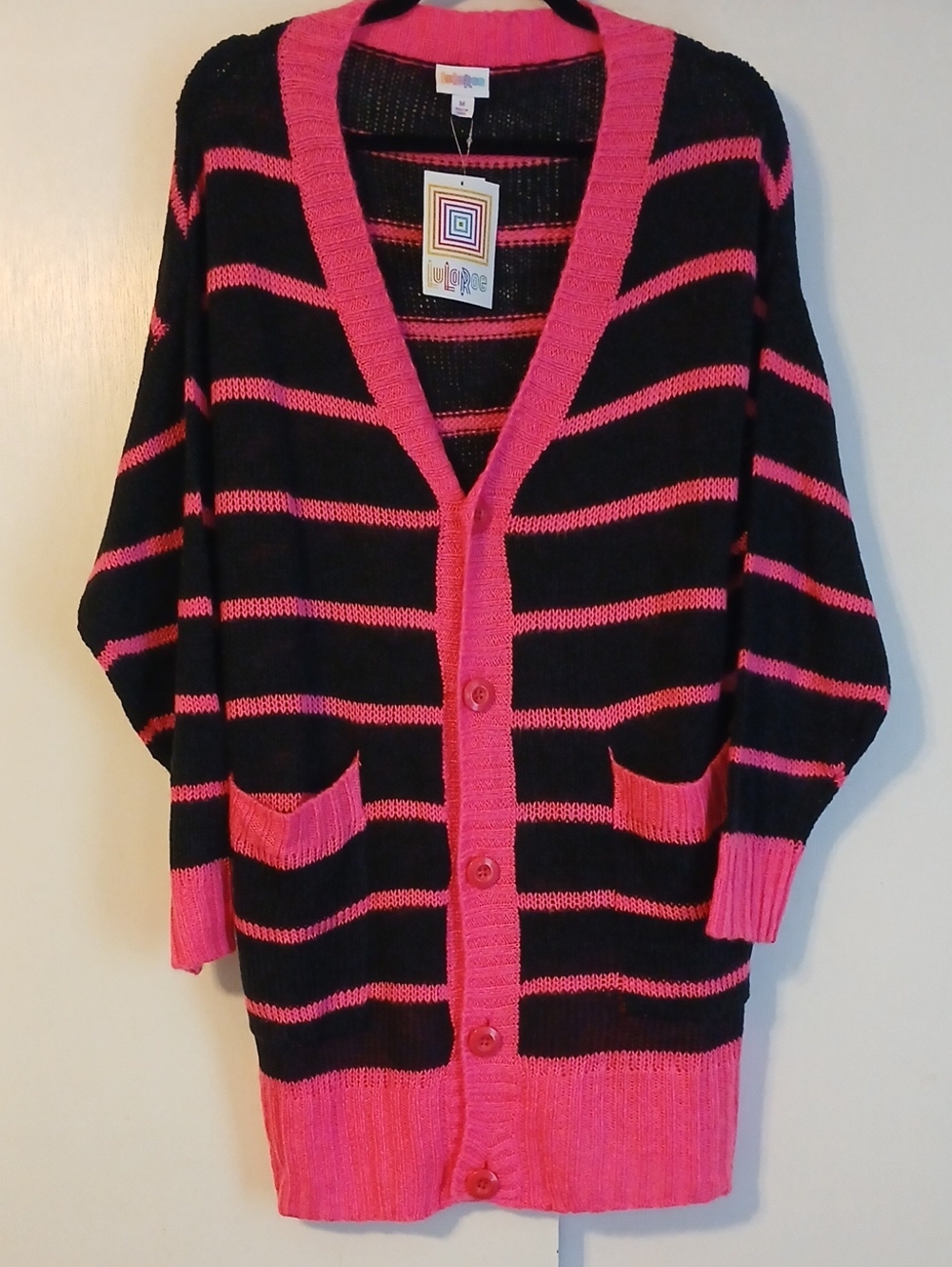 LuLaRoe "Lucille" Striped Button-Front Long Cardigan in Size M (NWT)